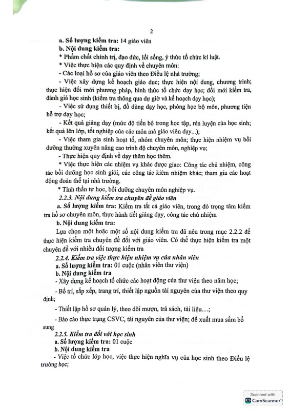 KẾ HOẠCH KIỂM TRA NỘI BỘ NĂM HỌC 2025 - 2026